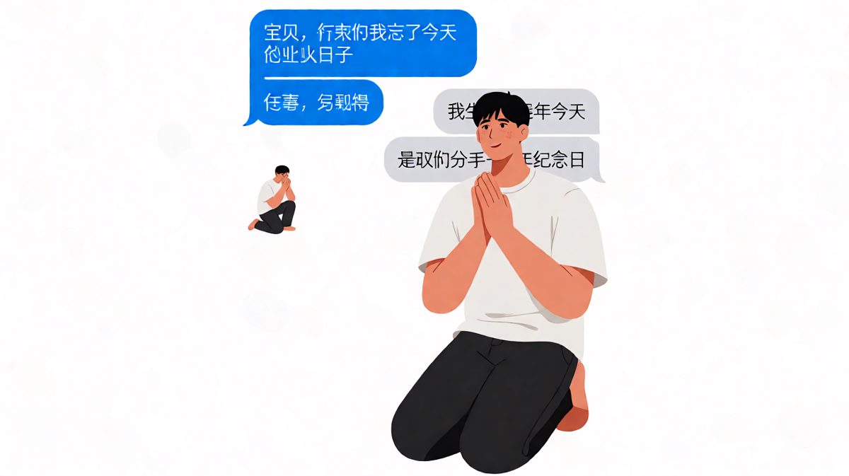 男生以为忘了纪念日完蛋了，结果对方说的是分手一周年。