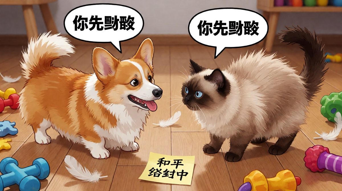 对峙现场：你先道歉！我不服！汪汪喵喵！