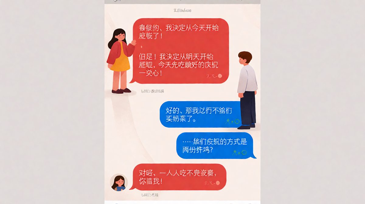 女生宣布减肥却先点个炸鸡庆祝，男朋友被迫陪吃的神反转。