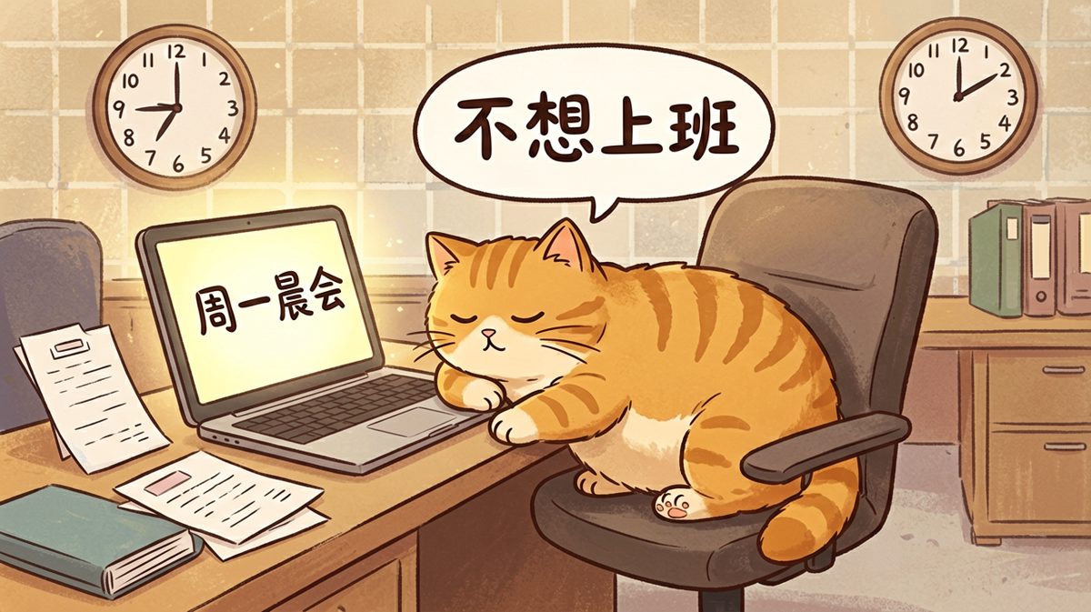 周一早晨的橘猫，用实际行动诠释什么叫灵魂出窍。