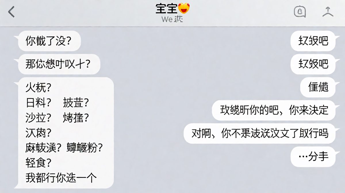 '随便'二字引发的终极哲学悖论，最终走向分手