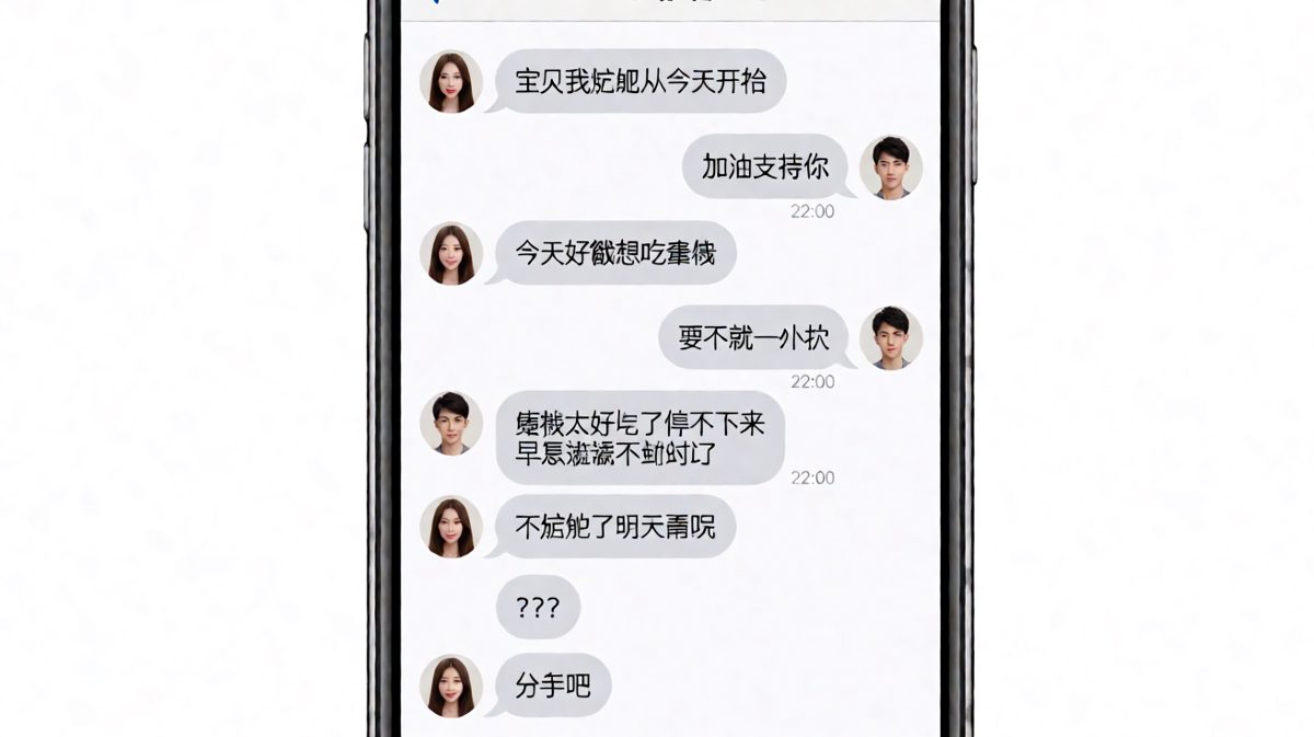 减肥flag倒了，而那个多嘴的男生正在经历感情危机。