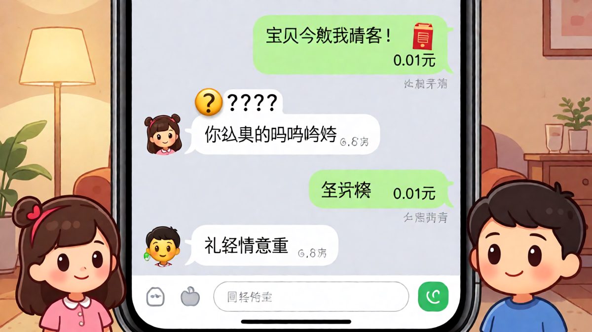 男生豪气请客结果发了1分钱红包，主打一个礼轻情意重。