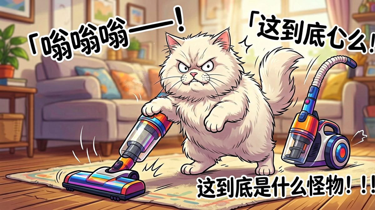 小猫咪大战吸尘器，虽然结果很明显