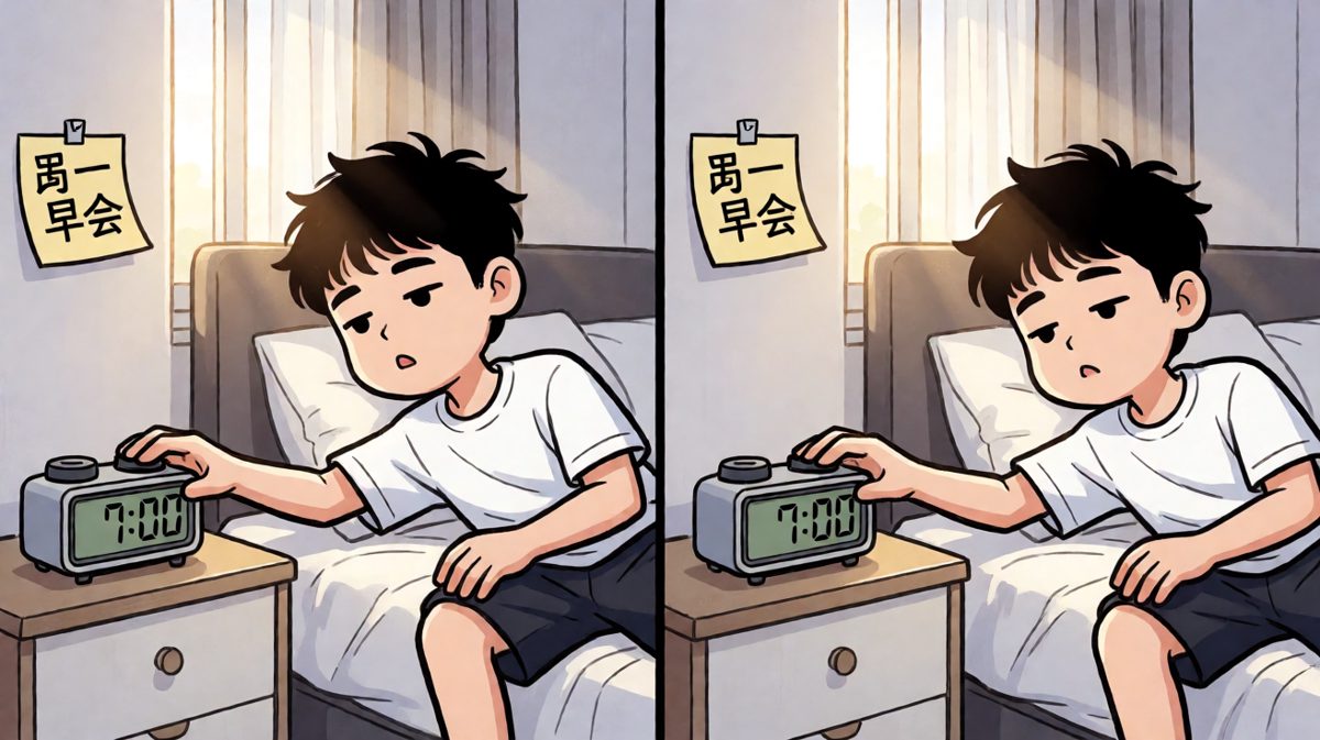 闹钟响了，打工人痛苦地伸手按掉