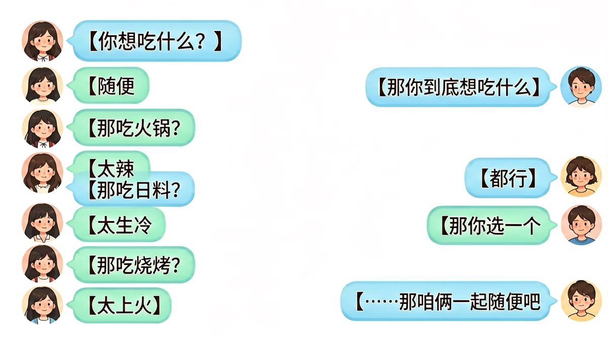「随便」终极困局：说啥都不对，最后两败俱伤