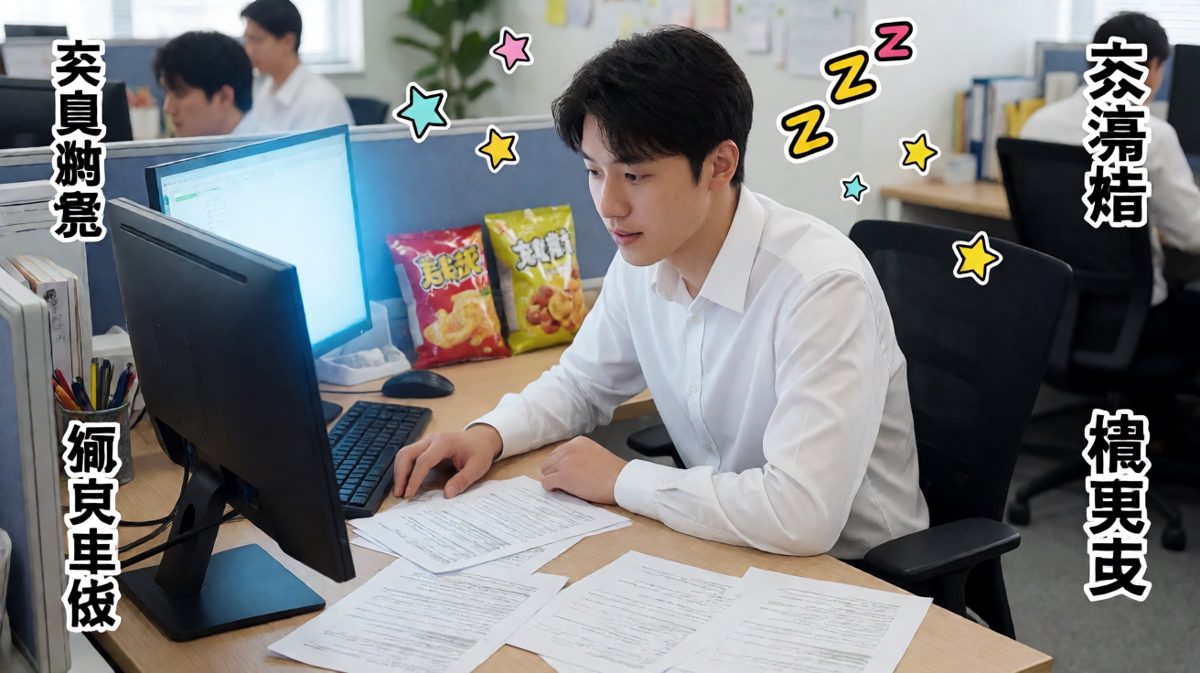 主角饿得趴在办公桌上怀疑人生。