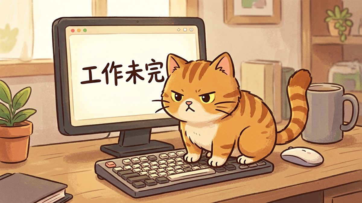喵：这班就上到这吧，键盘是我坐的地方，不是给我加的班！