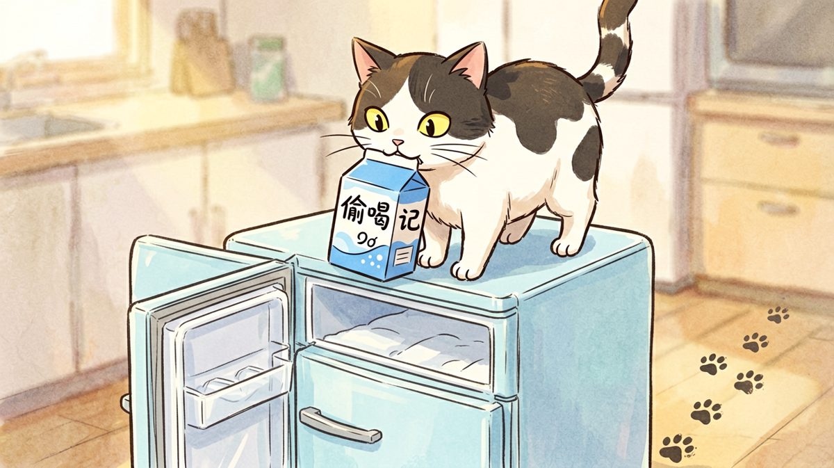 牛猫：冰箱是我的第二客厅，谁也别想阻拦我喝夜奶的权利！