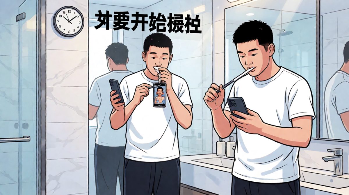 边刷牙边刷手机，时间从不等人