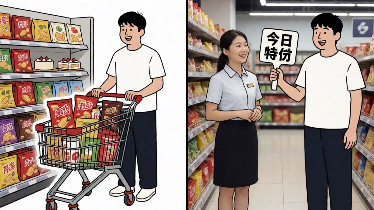 第二天，意志力在零食区面前瞬间崩塌