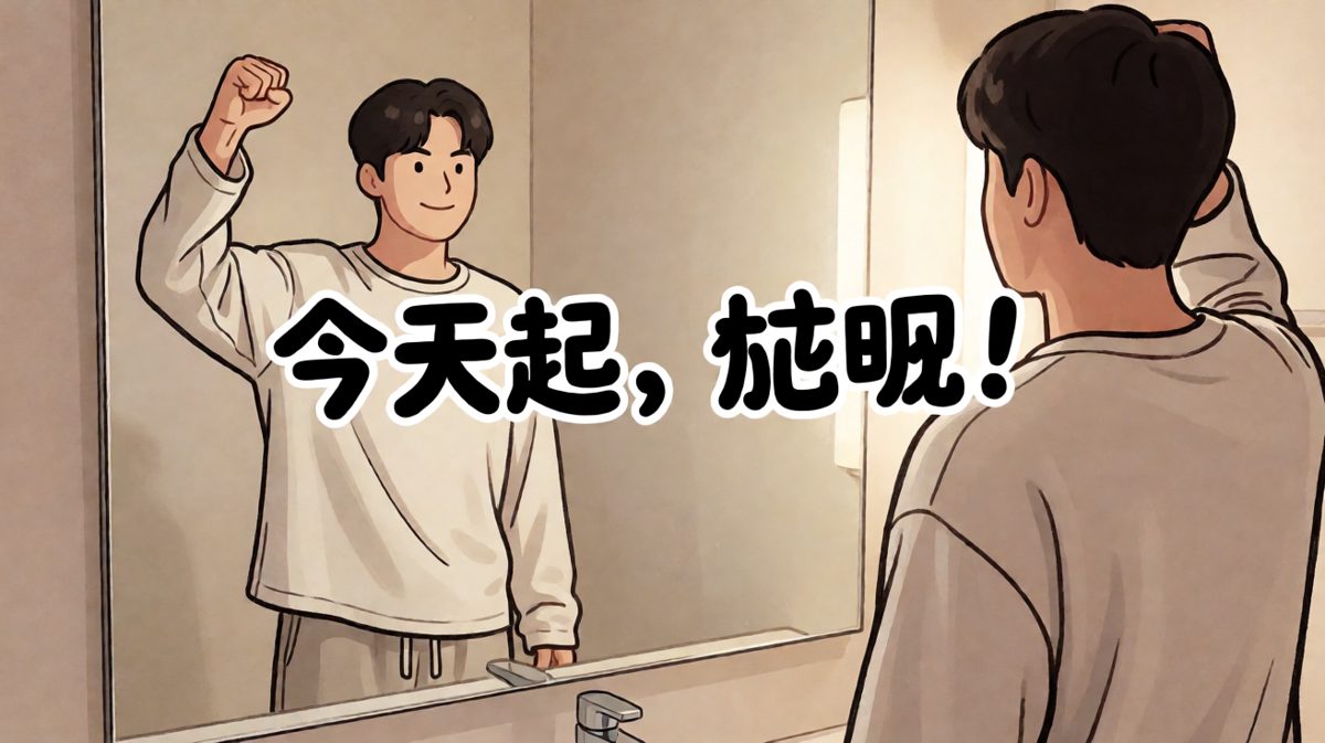 镜子前立下减肥flag，眼神里满是决心
