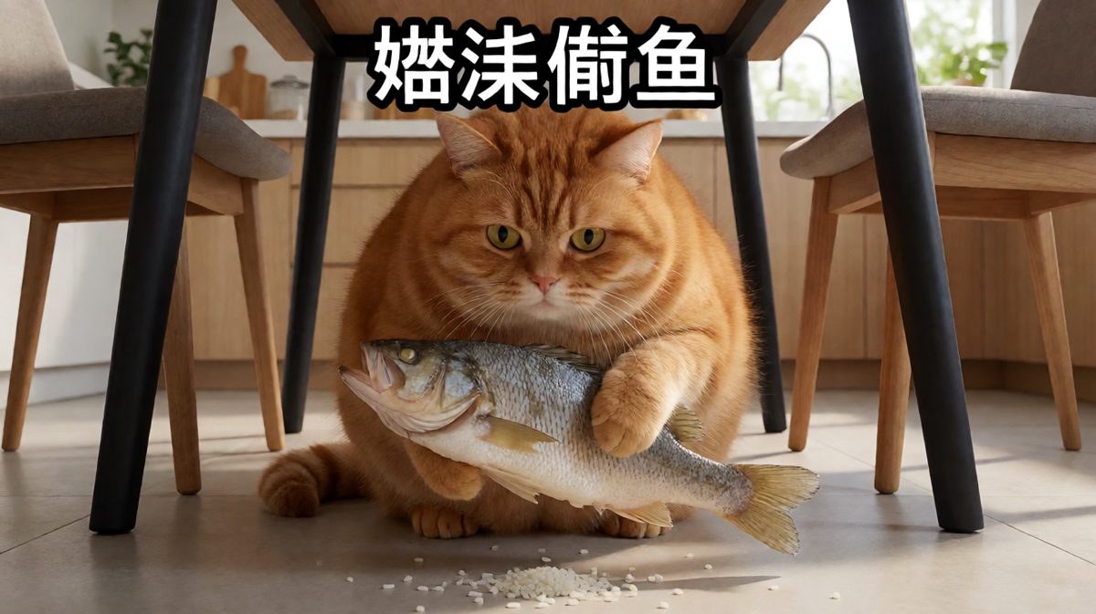 猫：不是我吃的，是鱼自己跳进嘴里的！