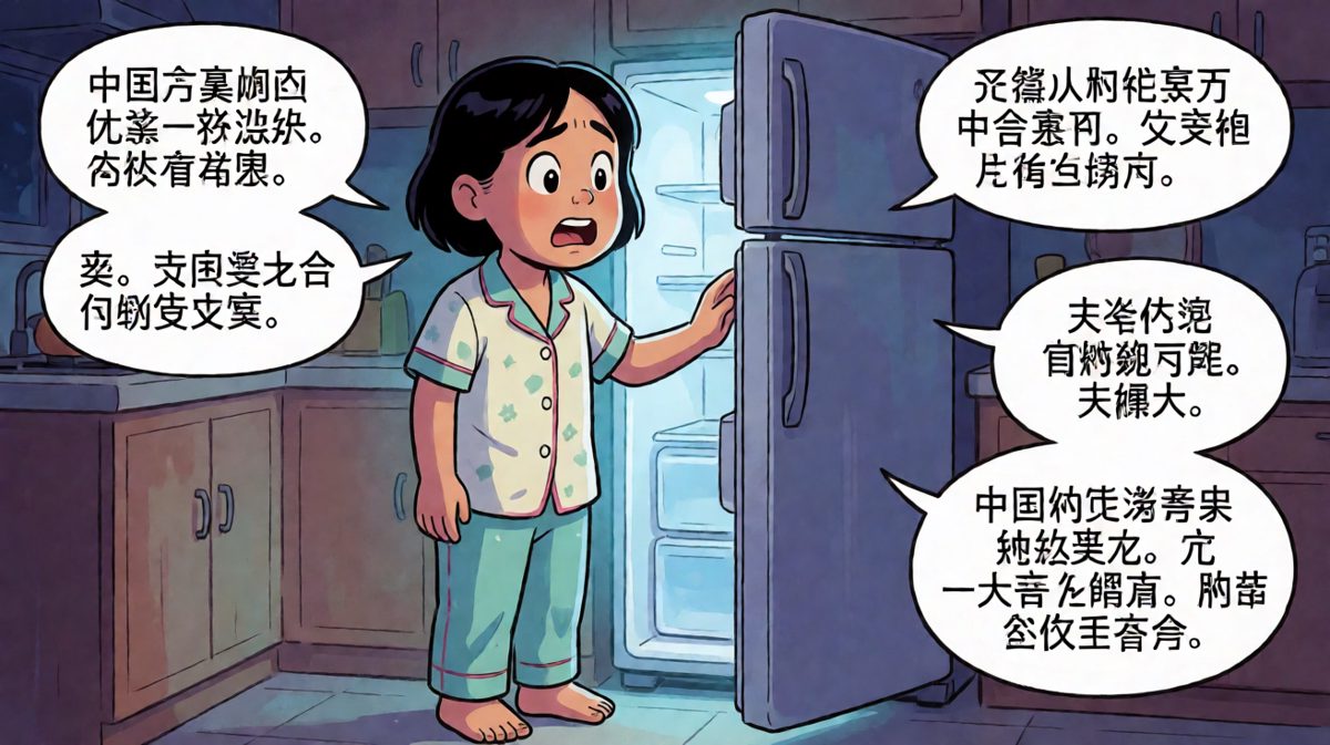 第一格：深夜饿醒，郑重其事地打开冰箱