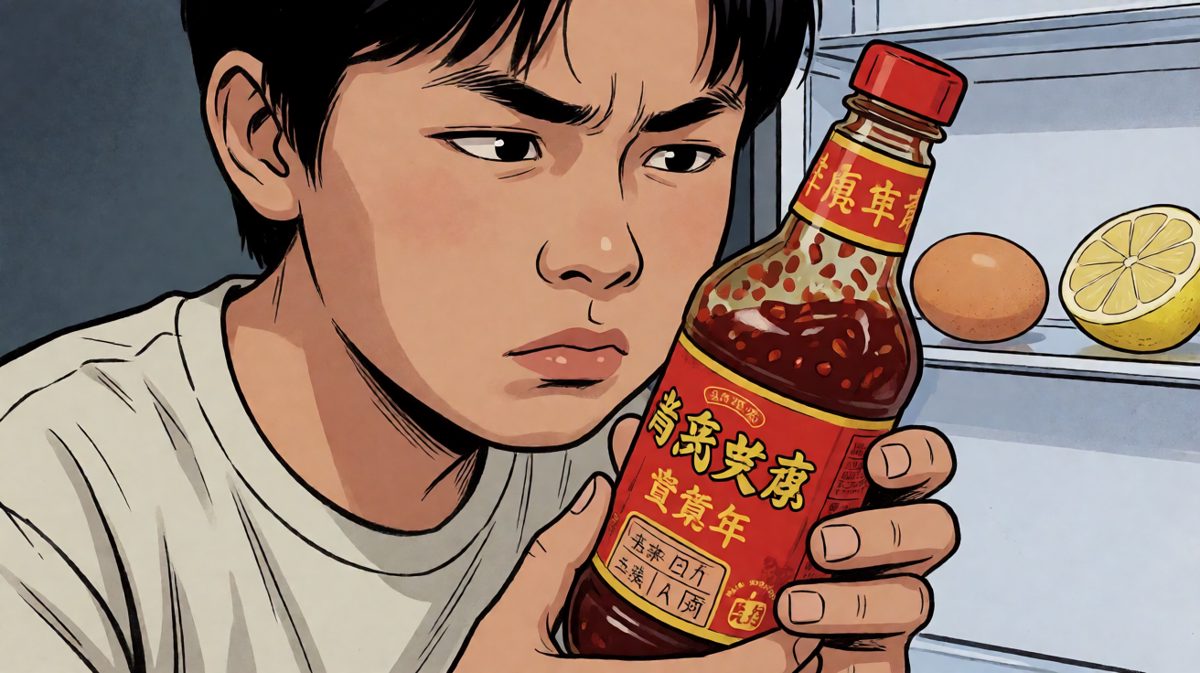 第二格：翻出一瓶过期三年的老干妈，陷入沉思