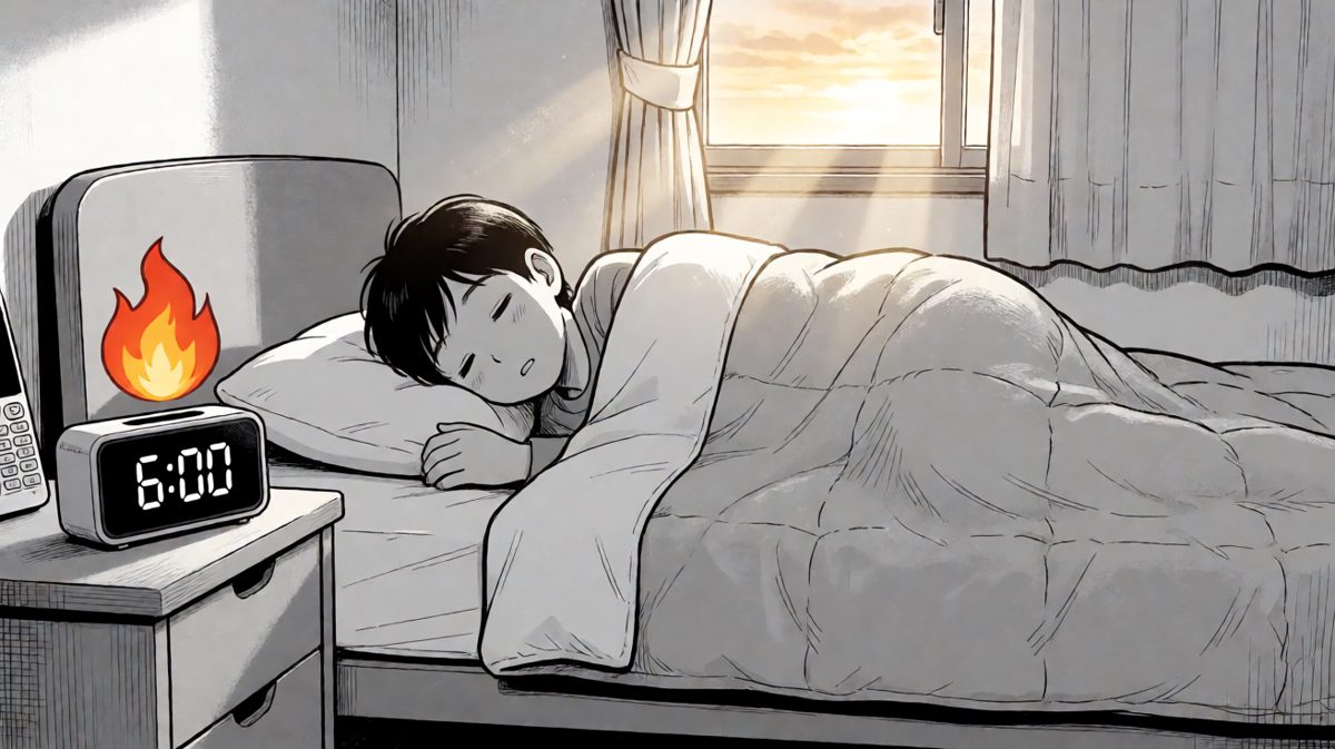 闹钟狂响，主角蒙头死战不醒