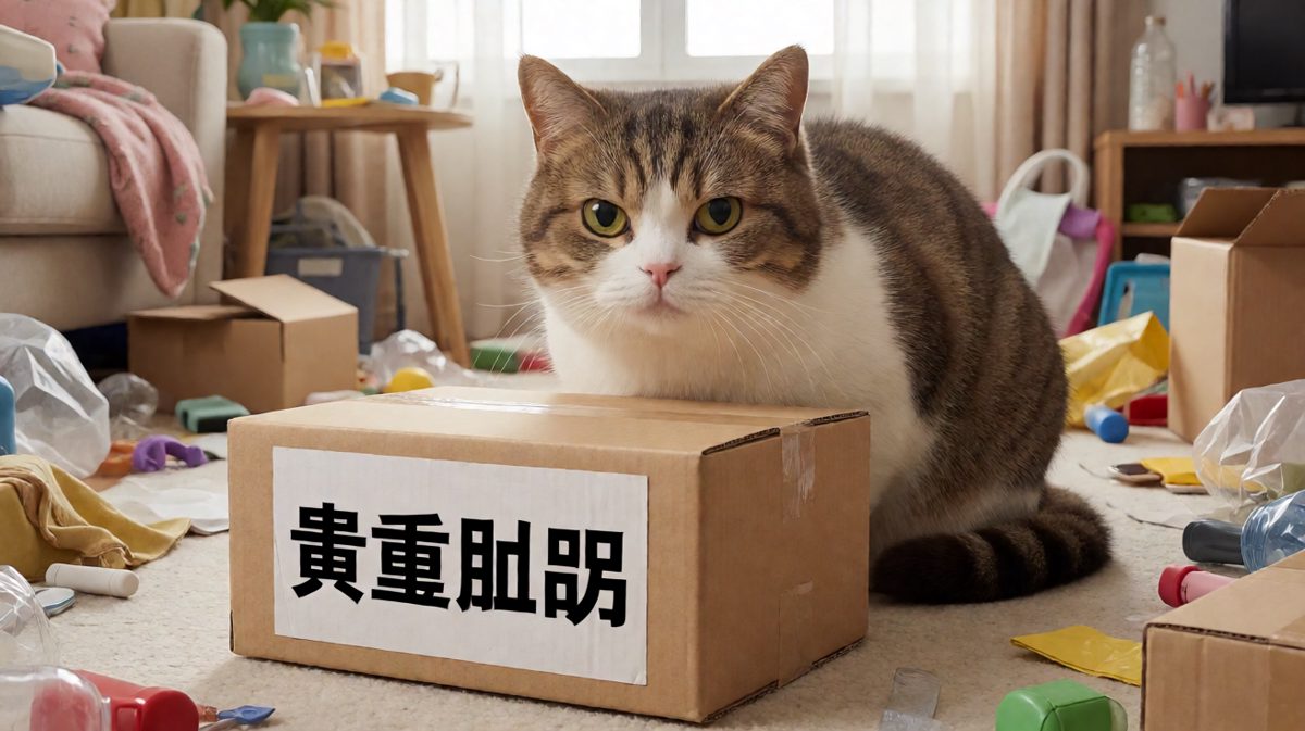 猫咪：这个箱子是我的了，谁敢动我拆它就拆你。