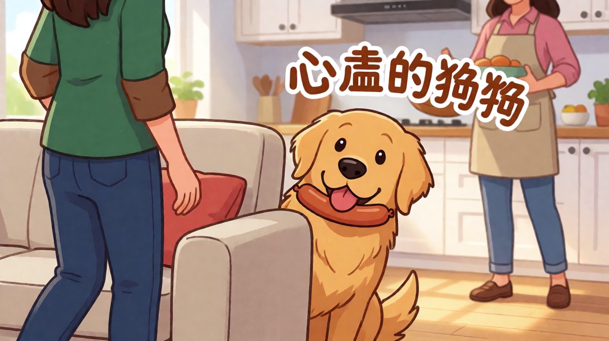 金毛：不是我吃的！是香肠自己钻进我嘴里的！