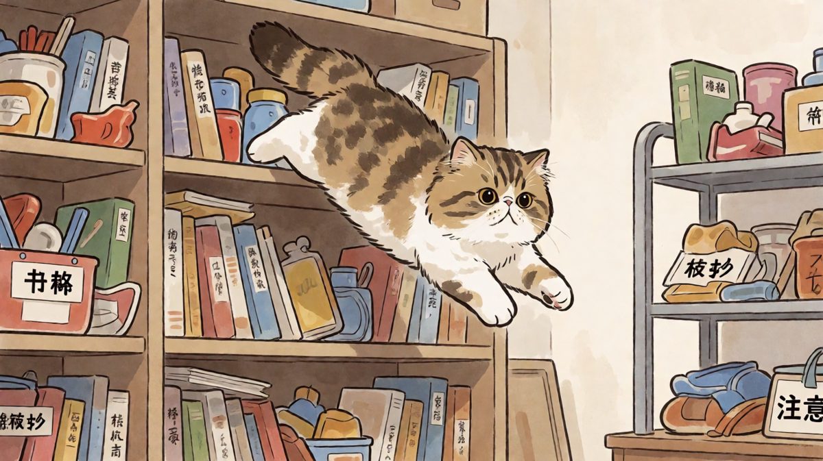 猫咪本以为是飞天虎，结果是自由落体猫。