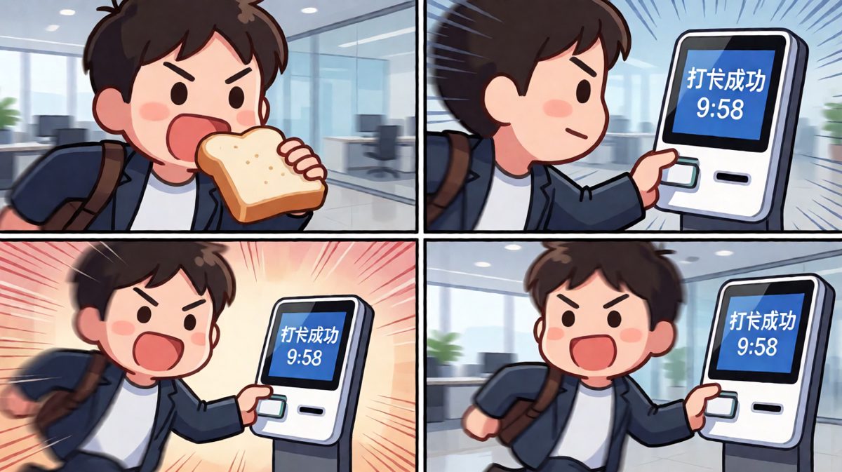 拼尽全力终于在下班前卡着点打上了卡