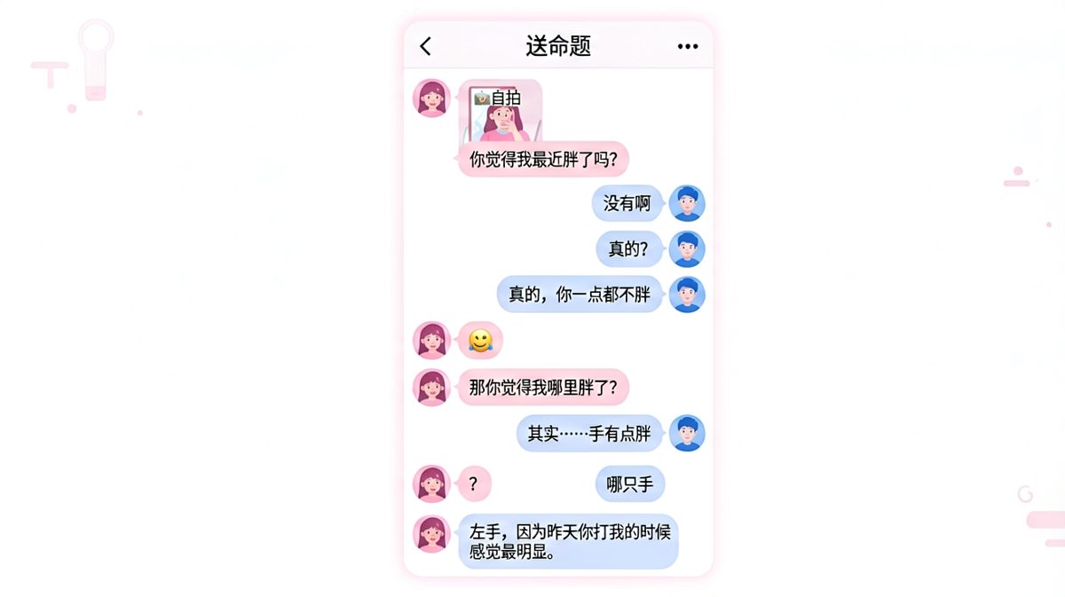 「你觉得我胖吗」经典送命题，男生的求生欲最后翻车现场。