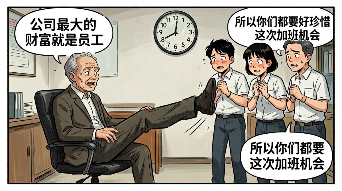 老板感动于'公司是员工的家'，员工以为要搬家，结果是要住办公室