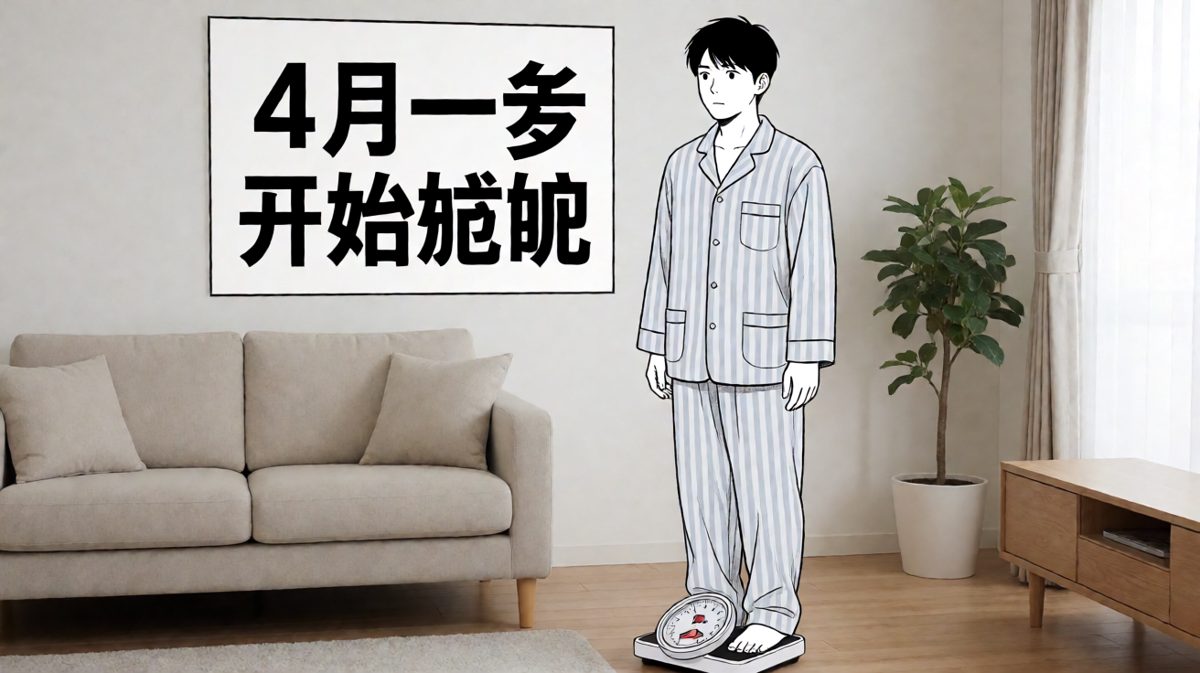 立志减肥，看着体重秤上的数字咬牙切齿。