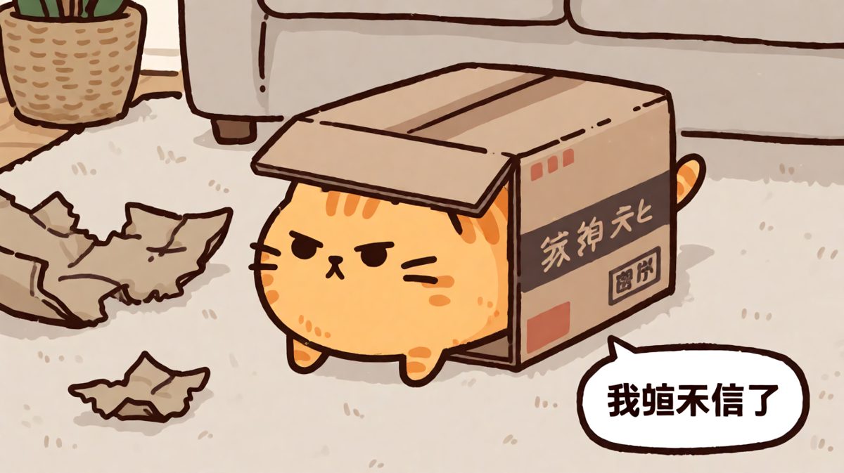 猫咪永远相信只要头进去了，整个身体就会跟着进去