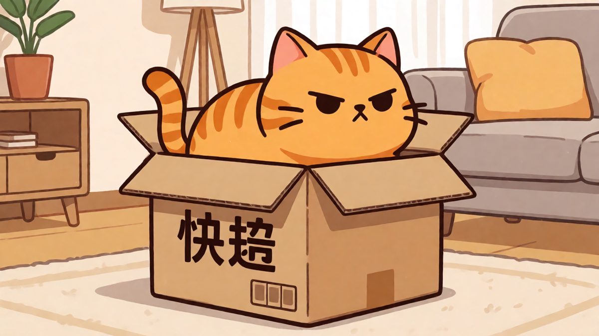猫咪：只要我够努力，小箱子也能装下我！