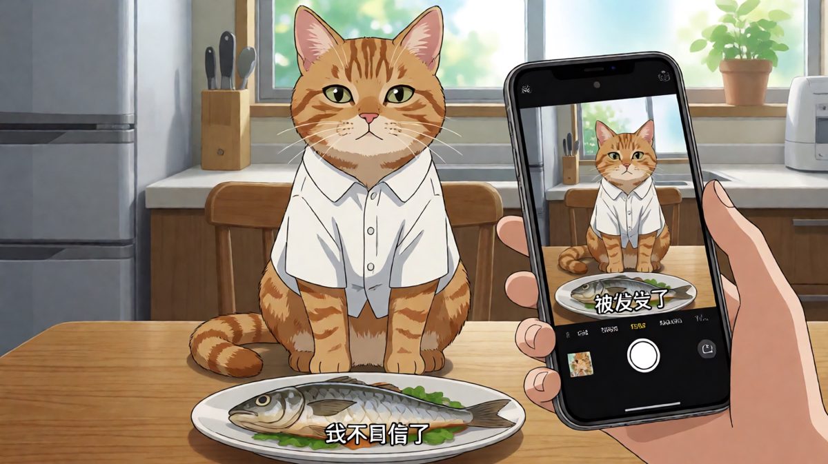 猫：不是我要吃，是鱼先动的手。