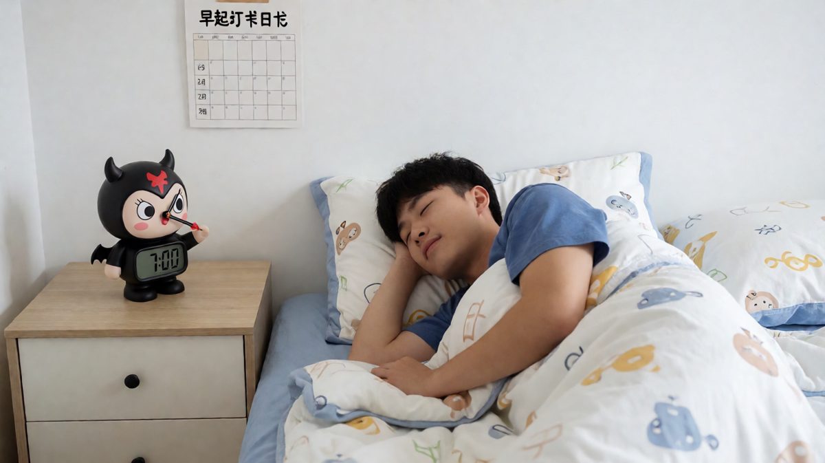 闹钟响起，安迪选择关掉继续睡