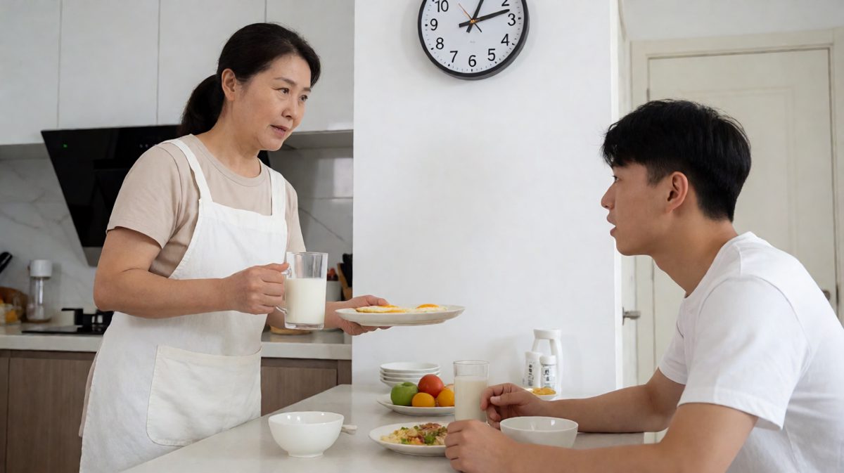 妈妈端来早餐，安迪才惊醒