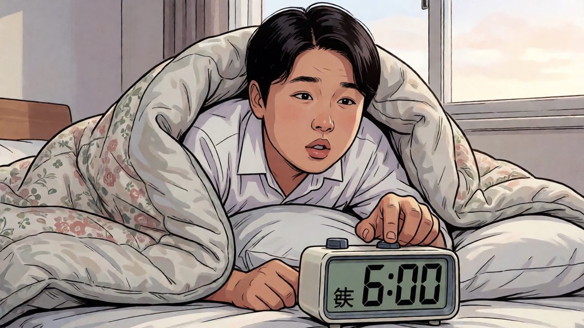 闹钟响了，按掉继续睡