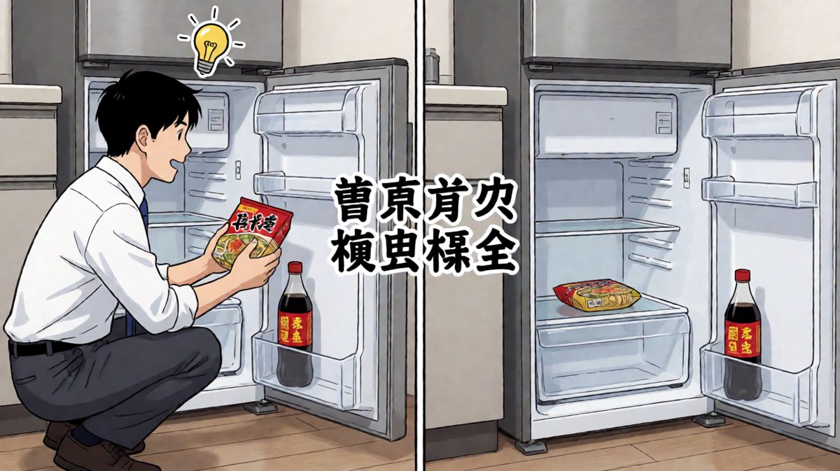 灵机一动，翻出冰箱最后的泡面