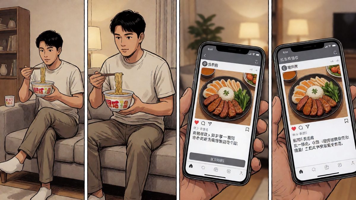 吃着泡面看着外卖，人生就是这么复杂