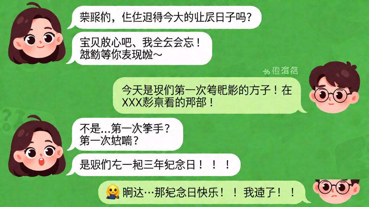 男友记错纪念日，从第一次约会一直错到三年，全程社死现场