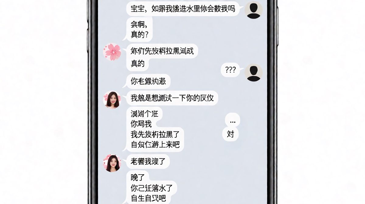 男友作死测试，结果被直接拉黑扔进水里