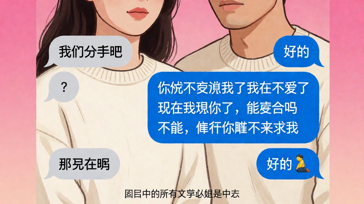 女生假装要分手测试男生，结果男生配合演出直接跪下。