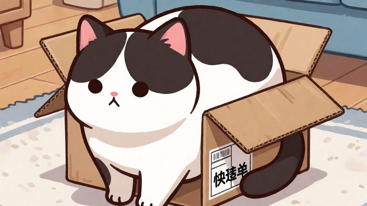 猫：只要我够努力，这个盒子就是我的家。