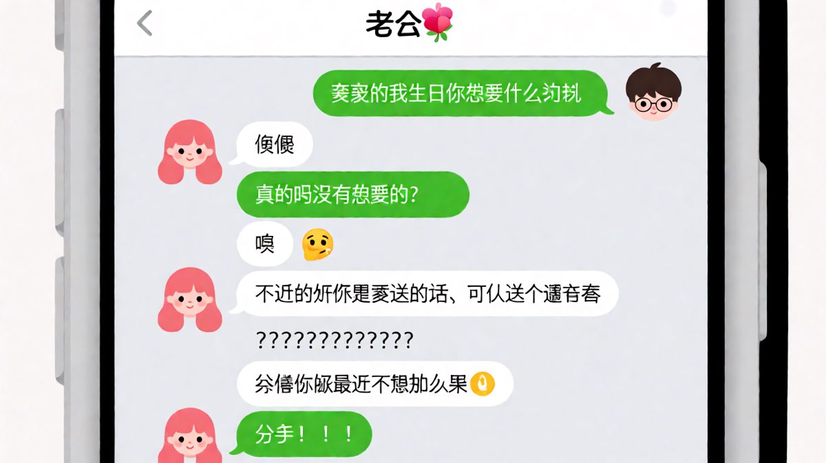 女生问生日礼物，男生说要避孕套因为不想那么累
