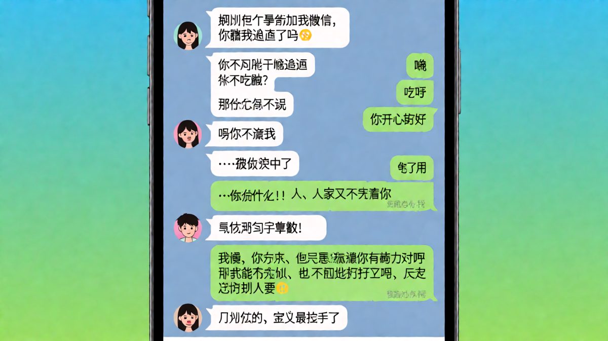 女生炫耀帅哥加微信，男生冷静应对反将一军：'反正也没别人要你'，女生气到跳脚。
