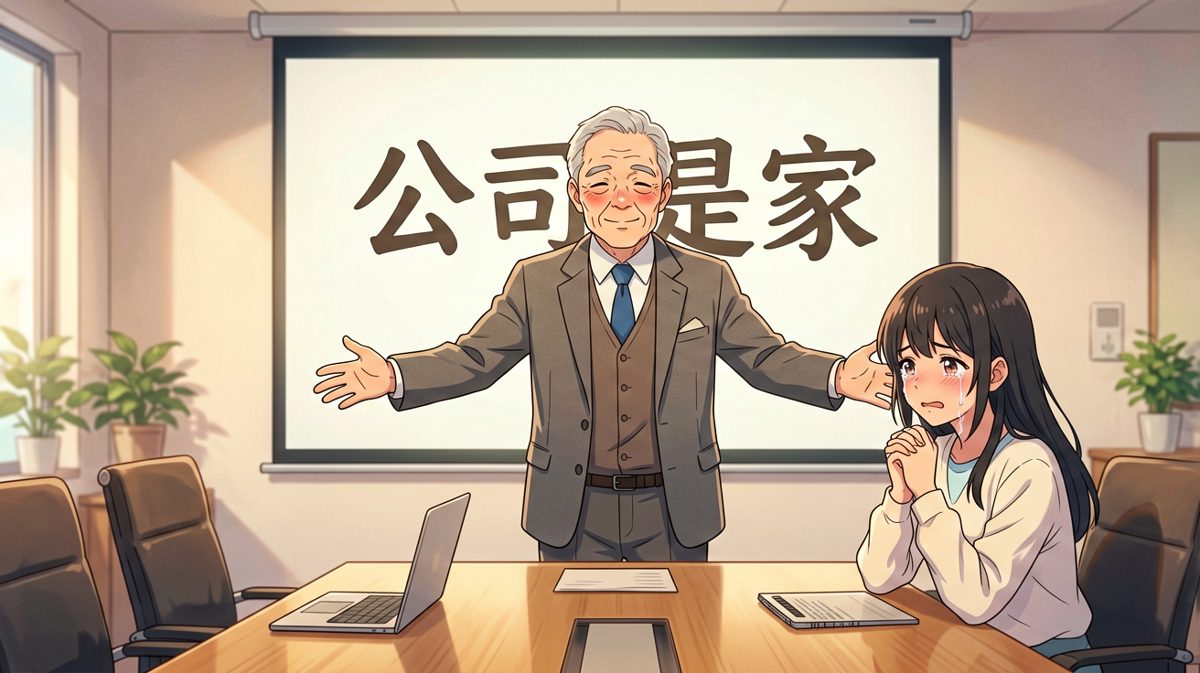 老板深情地说'公司就是你的家'，员工感动得热泪盈眶，下一秒老板补了一句：'所以加班不用给钱哈，自家人别计较。'