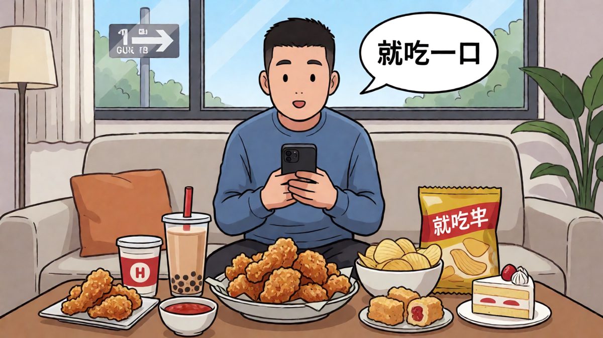 但外卖一到，flag瞬间崩塌。