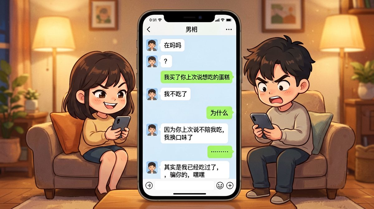 男生买蛋糕讨好女生，结果被反将一军，女生早已吃过了