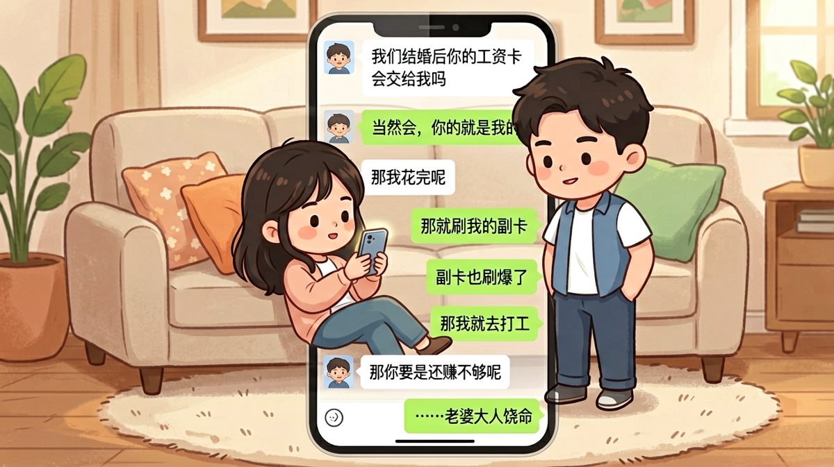 女生步步紧逼问婚后经济大权，男生最终认怂
