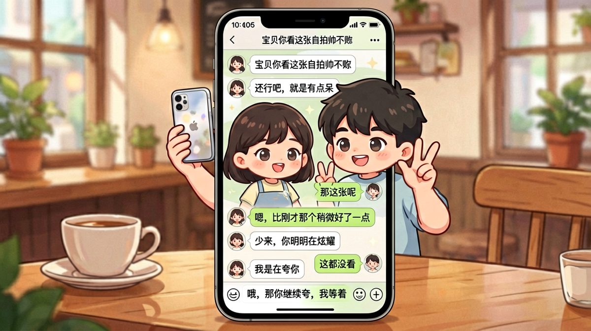 男生发自拍求夸，结果被女生反向教育要一直夸下去