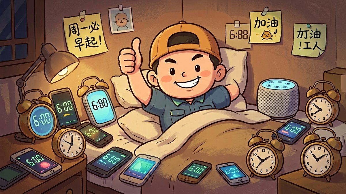 雄心勃勃，摆出全部闹钟武器准备迎接周一