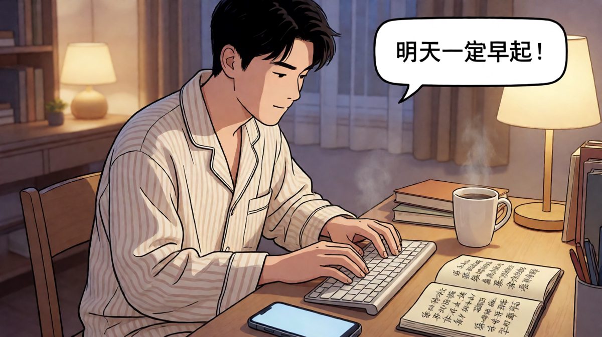 晚上信心满满地设定闹钟，发誓明天一定早起