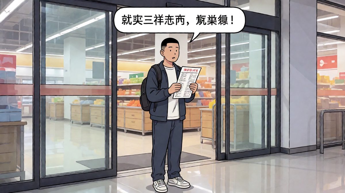 自信满满地踏入超市，结果人生开始失控。