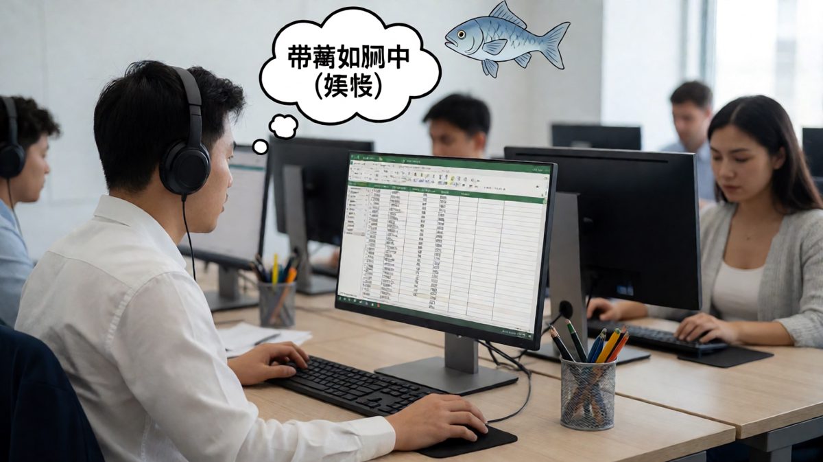 摸鱼大师：表面在敲键盘，实际上——今天的工作已到此为止。